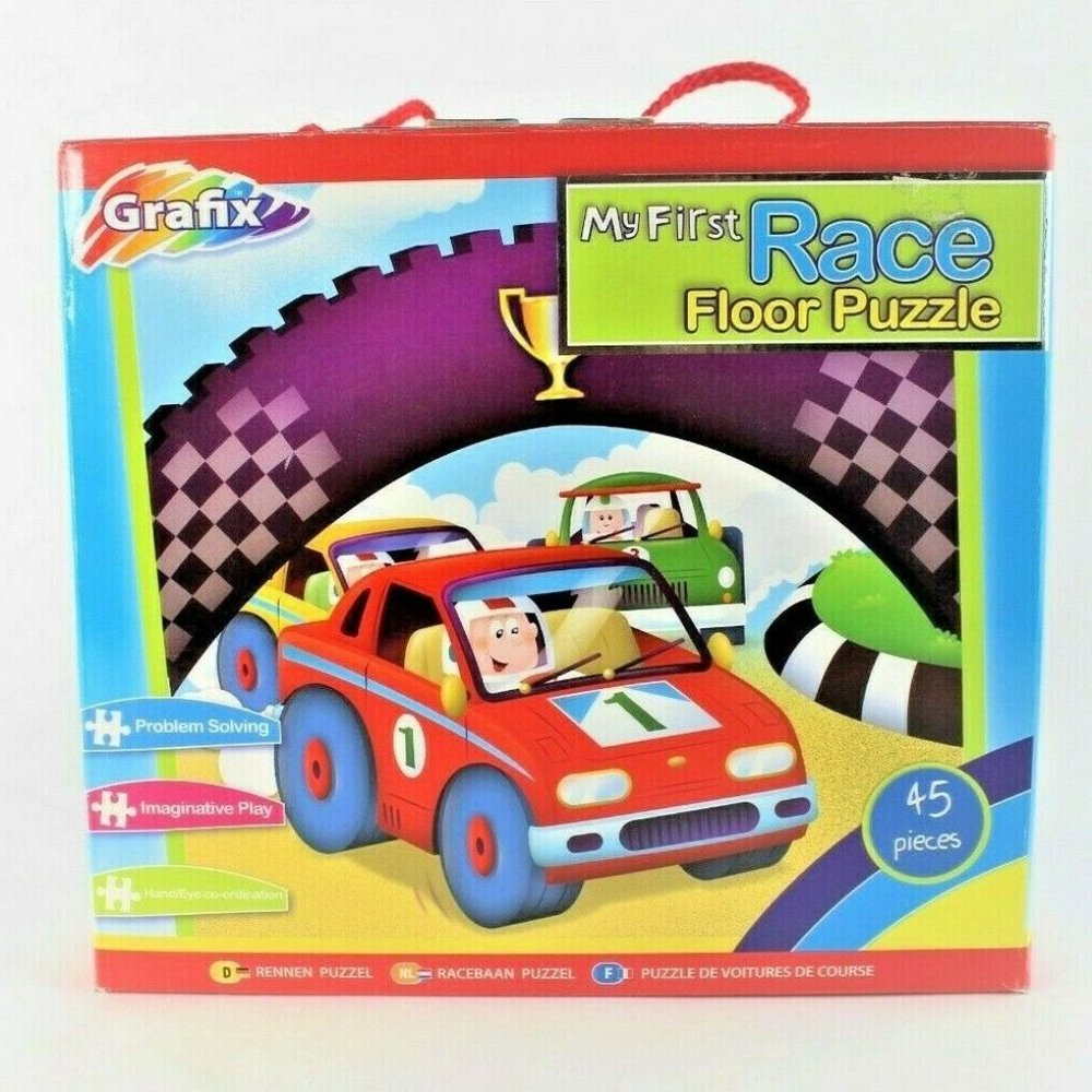 My First Race Floor Puzzle 45 Piece Jigsaw Puzzle by Grafix EUC COMPLETE